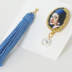 刺繍ピアス／フェルメール 真珠の耳飾りの少女 4枚目の画像