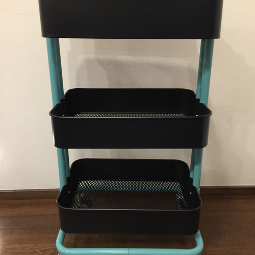 完成品 新品IKEA【RASKOG】ロースコグワゴン ミックスカラー/カゴ 黒