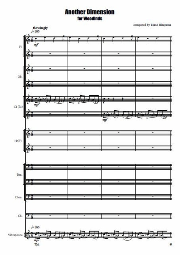 「Another Dimension for woodwinds」総譜＋パート譜 1枚目の画像