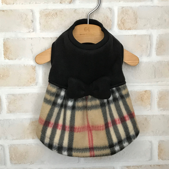 犬服　フリースタータンチェック④ 1枚目の画像