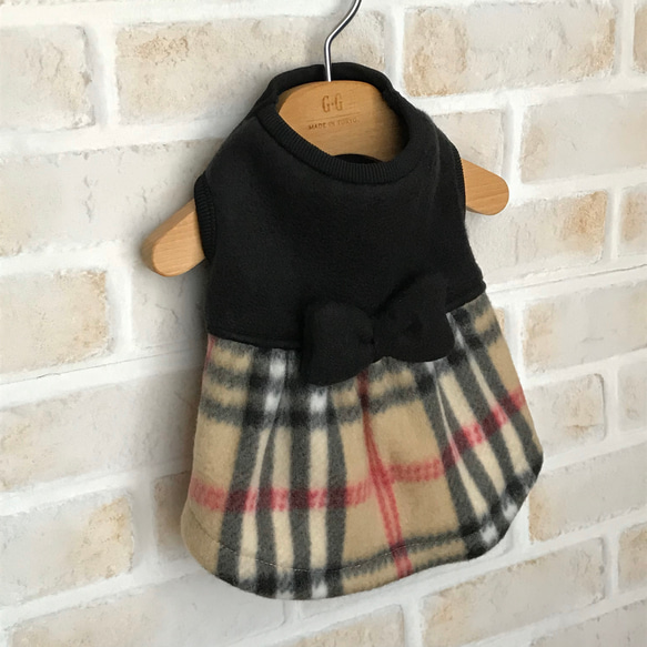 犬服　フリースタータンチェック④ 2枚目の画像