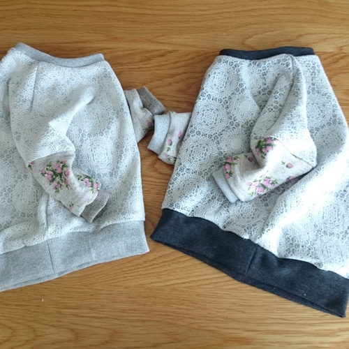 おそろいプルオーバー2枚セット*ドイリーレース*80サイズ 子供服 