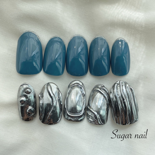 再販☆クロムネイル/シルバーネイル/V系ネイル/ミラーネイル/nails  