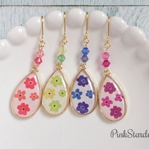 no123♡マリメッコ柄ドロップR＊イヤリング＆ピアス イヤリング 