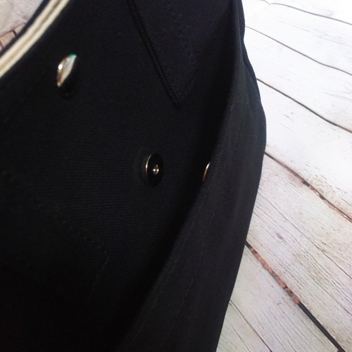 ドリンクホルダー付き 》 フロントポケット トートバッグ ミニ ☆ 黒