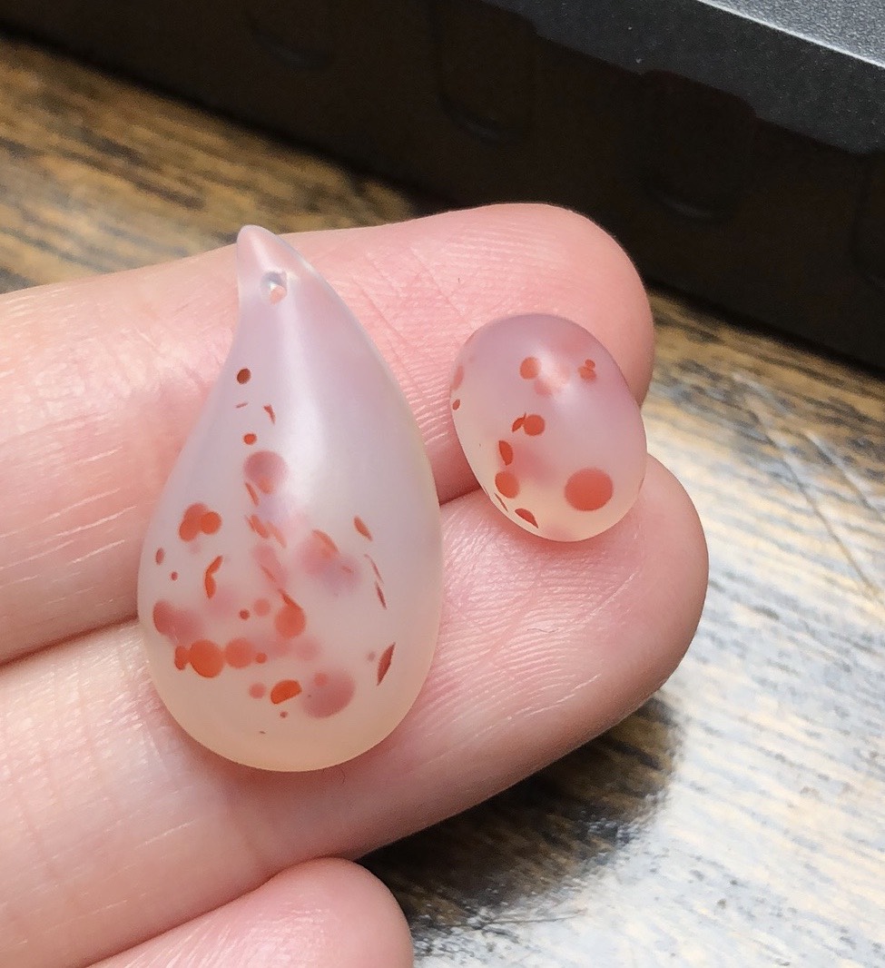 ゴビ石−360 ゴビ瑪瑙　水玉模様　ペンダント➕指輪