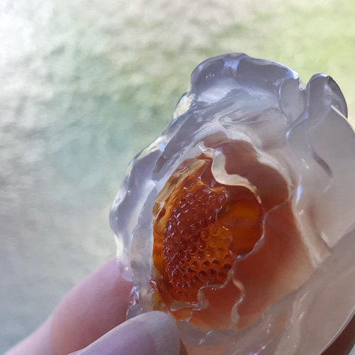 ゴビ石−126 ゴビ瑪瑙　花　手彫り　彫刻　置物 ゴビ石−126 ゴビ瑪瑙花手彫り彫刻置物