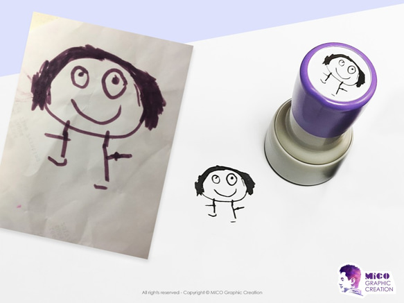 客製化小孩畫作印章,可把孩子的畫作塗鴉製作成原子印章，給孩子的小禮物。 第4張的照片