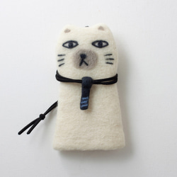 羊毛氈鑰匙包 - 領帶貓  全手工 原創設計 第3張的照片