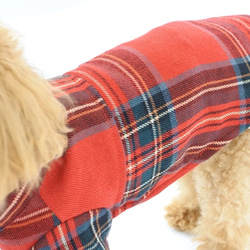 おしゃれな犬の服｜ビエラチェックシャツ（レッド） 7枚目の画像