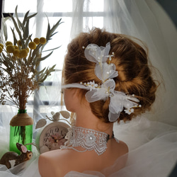 簡易紗花兩式新娘頭飾飾品 第1張的照片
