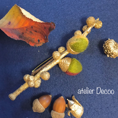 Paul Sargent 24Kプレート どんぐりのブローチ Paul Sargent 24K