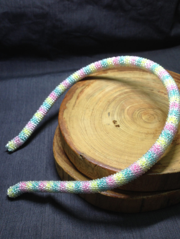手工編織珠髮箍-糖果汽水 第1張的照片