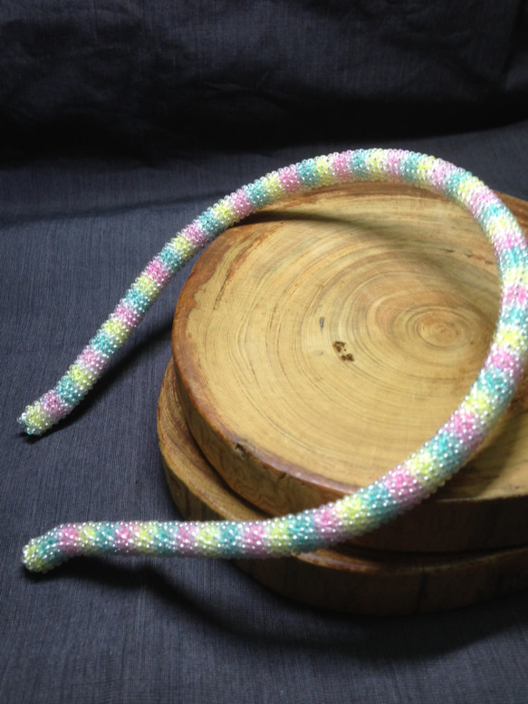 手工編織珠髮箍-糖果汽水 第2張的照片