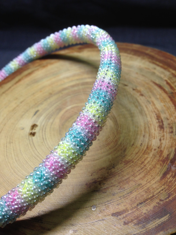 手工編織珠髮箍-糖果汽水 第3張的照片