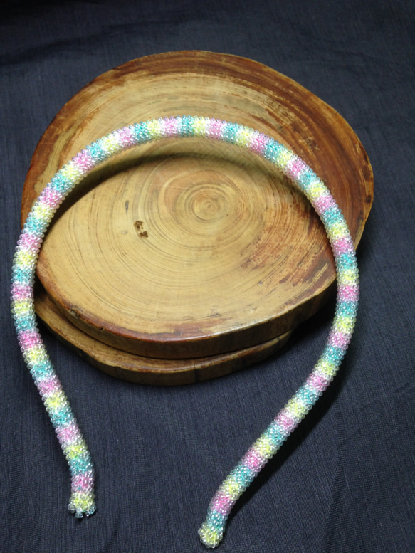 手工編織珠髮箍-糖果汽水 第4張的照片