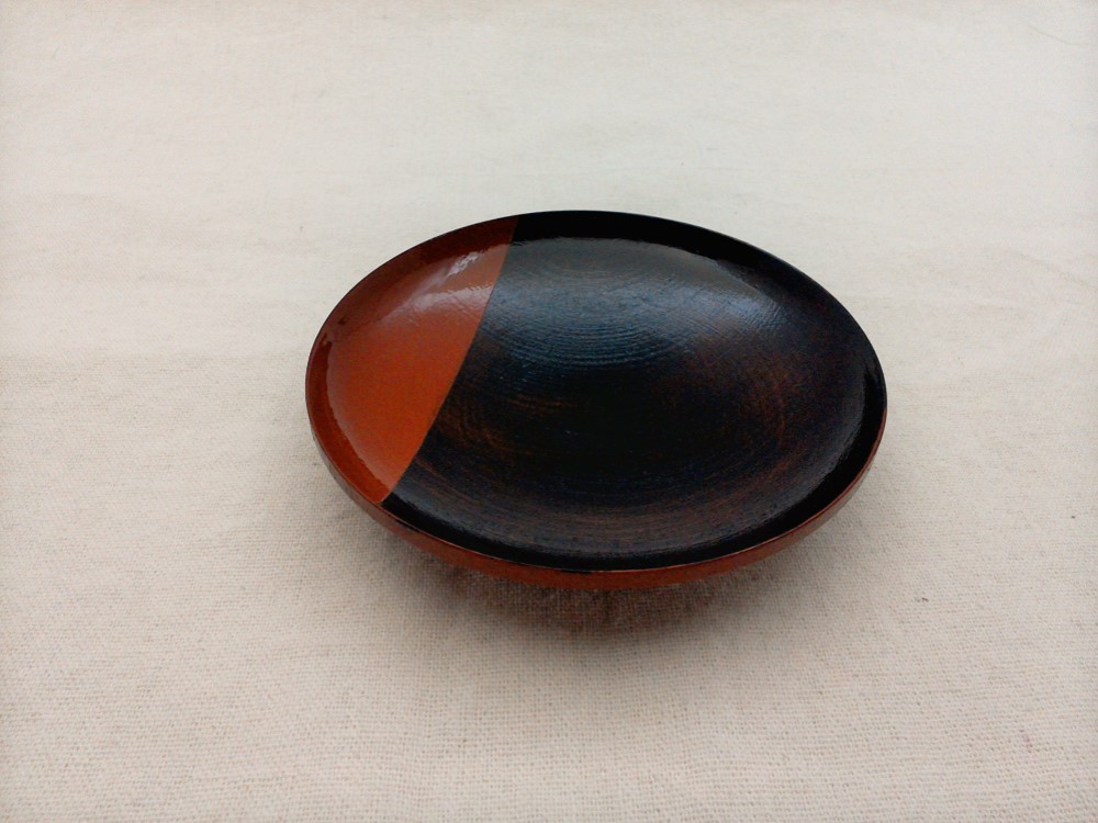 引盃   摺漆・弁柄朱塗