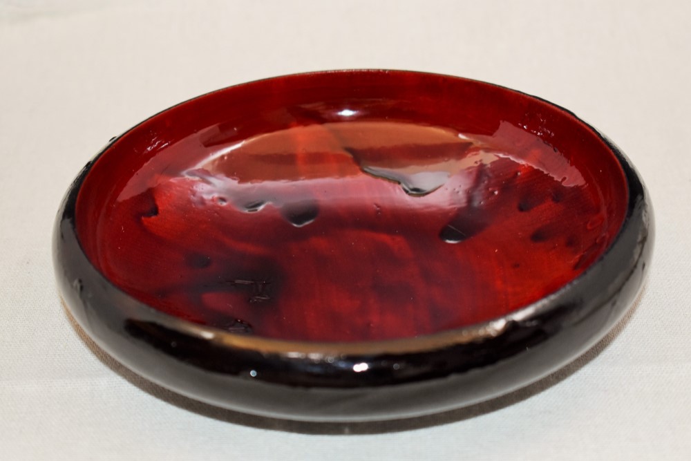 小鉢　弁柄朱漆黒漆溜塗