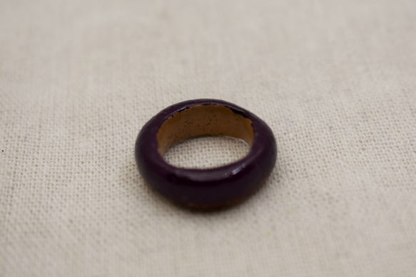 指輪　9号    白漆朱合漆研出紫漆 5枚目の画像
