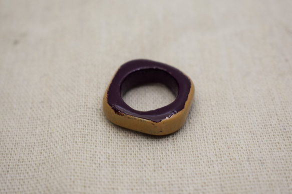 指輪 10号    紫漆白漆 2枚目の画像