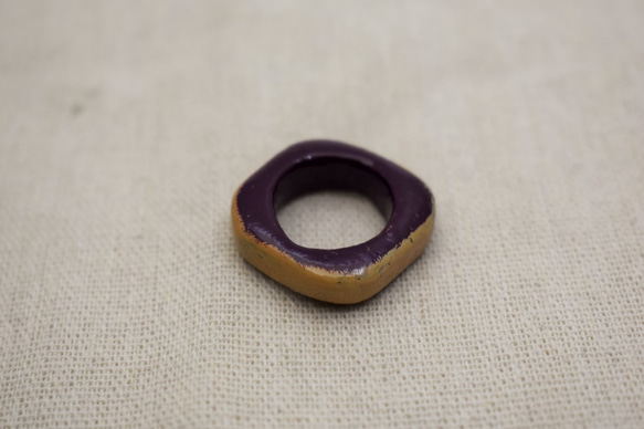 指輪 10号    紫漆白漆 3枚目の画像