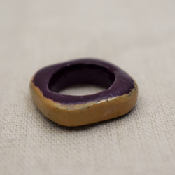 指輪 10号    紫漆白漆 4枚目の画像