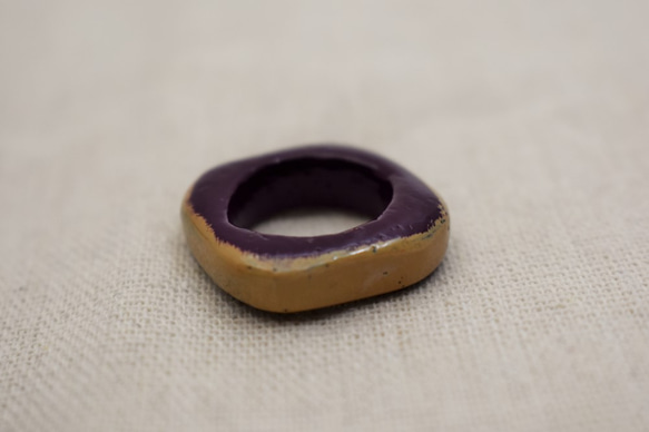 指輪 10号    紫漆白漆 4枚目の画像