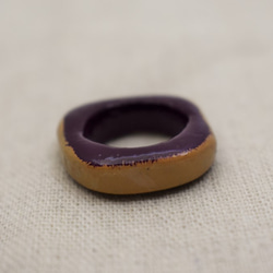 指輪 10号    紫漆白漆 5枚目の画像