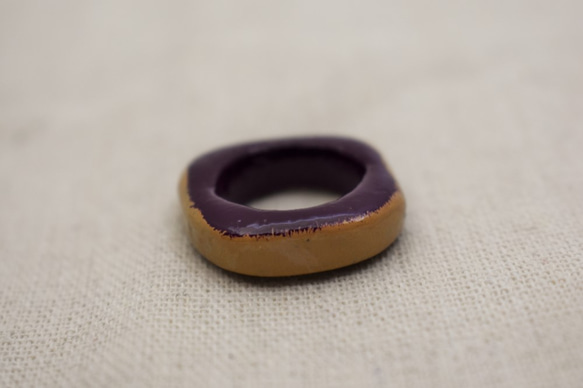 指輪 10号    紫漆白漆 5枚目の画像
