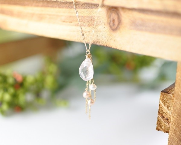 誕生石ジュエリー10Kネックレス　☺4月　ローズクォーツ☺