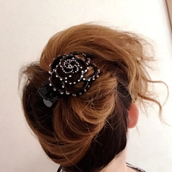 ３色 ヘアクリップ 髪留め バレッタ ヘアクリップ デコ小物 高級ストーン ライトローズ ヘアアクセ ヘアアクセサリー 4枚目の画像