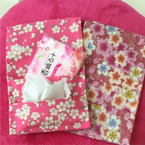 ４種 桜柄 ポケットティッシュケース ティッシュケース ティッシュ入 外出用品 ピンク桜 8枚目の画像