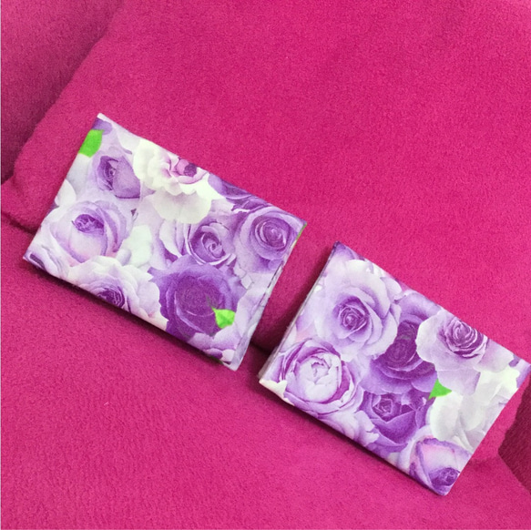 ポケットティッシュケース ティッシュケース 外出用品 バラ柄 薔薇柄 パープルローズ ティッシュ入れ 紫バラ 紫薔薇 2枚目の画像