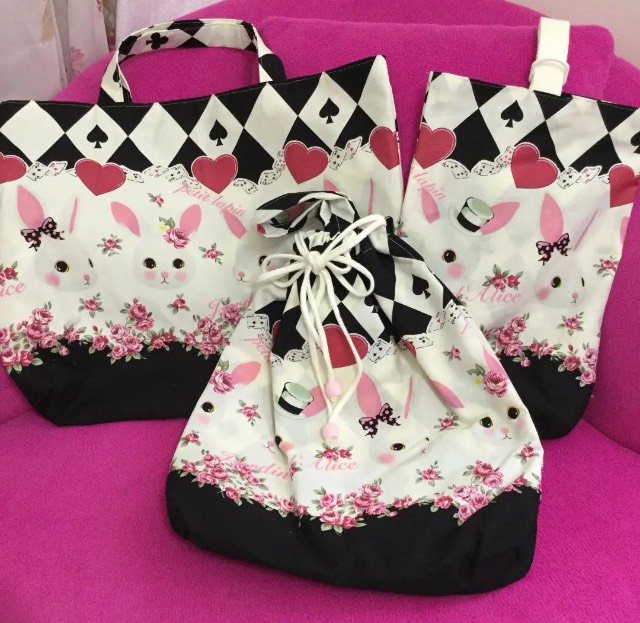 ウサギ柄 入園セット レッスンバッグ 上履き入れ 体操着入れ 入園準備 入園グッズ うさぎ柄 兎柄 3点セット