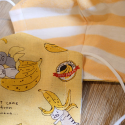 【受注生産】涼感さらり夏マスク・接触冷感立体マスク＊ばにゃにゃんバナナ猫(黄色) 3枚目の画像