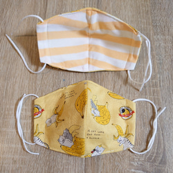 【受注生産】涼感さらり夏マスク・接触冷感立体マスク＊ばにゃにゃんバナナ猫(黄色) 4枚目の画像