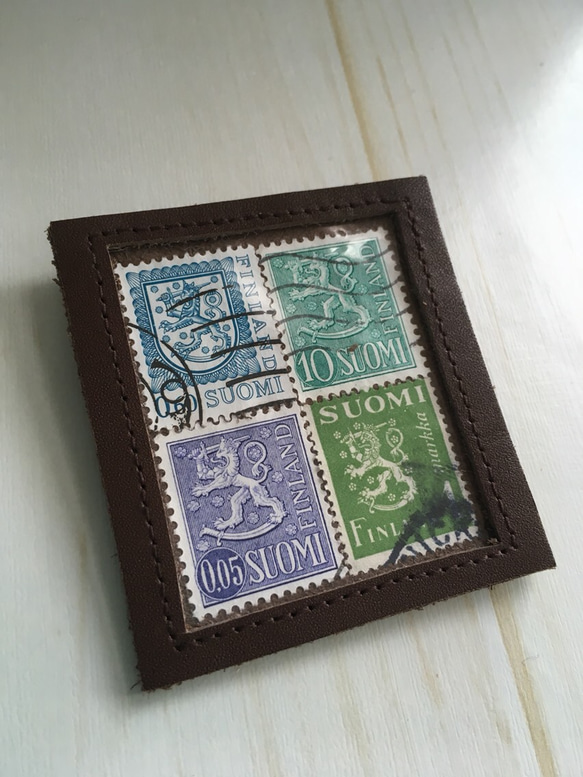 フィンランド切手の革額縁バッジ⑤ 2枚目の画像