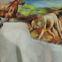 デッドストック馬柄プリント生地 2枚目の画像