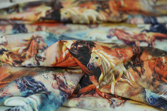 デッドストック馬柄プリント生地 5枚目の画像