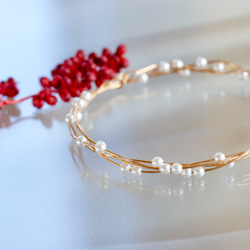 一点もの❤️【受注製作】14kgf Swarovski Pearl Twist Bangle 4枚目の画像