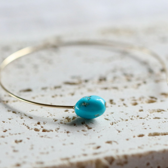 【再販】華奢バングル 14kgf Sleeping Beauty Turquoise  Bangle 1枚目の画像