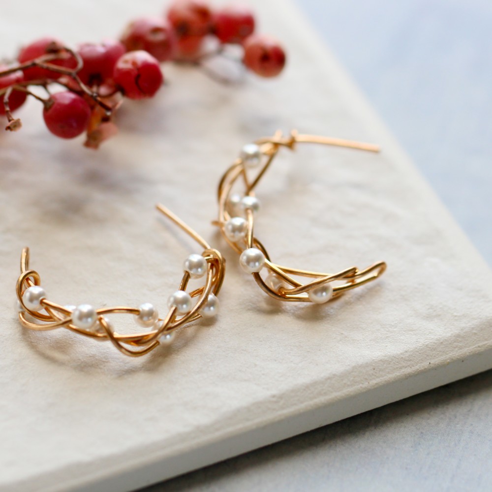 【再・再販】【受注製作】K14gf Swarovski Pearl Twist Pierce 5033