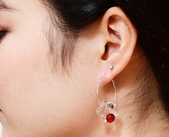 tsubu earrings  <09 レッド> 2枚目の画像