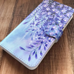 藤の花 iPhone手帳型ケース（帯付き、帯なし） [受注生産] 5枚目の画像