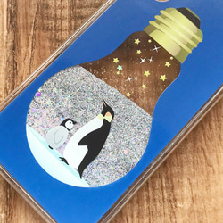 皇帝ペンギンの電球グリッターケース iPhone XR/XS Max/Plus [受注生産] 2枚目の画像