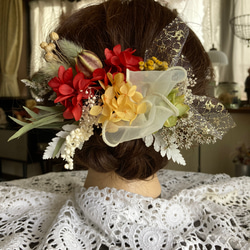 ドライフラワー  髪飾り　ヘッドパーツ  結婚式　成人式　卒業式　no.465 1枚目の画像