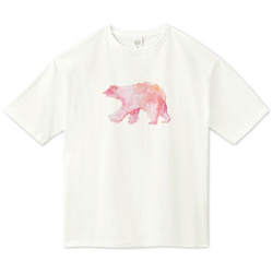 ピンクのしろくまのビッグシルエットTシャツ 1枚目の画像