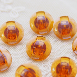 【3個セット】ヴィンテージ チェコ クリアオレンジ ガラス ボタン ハンドメイド 素材 アンティーク レトロ 2枚目の画像