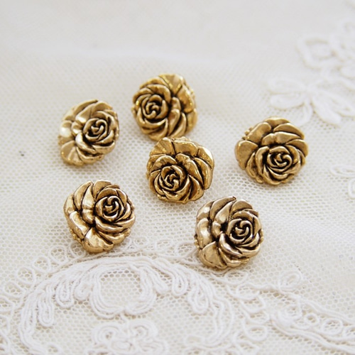 2個セット】ヴィンテージ イタリア ゴールド ローズ 薔薇 ボタン 