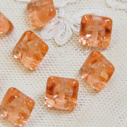 【3個セット】ヴィンテージ チェコ クリアオレンジ ガラス ボタン10㎜  ハンドメイド 素材　アンティーク　レトロ 2枚目の画像